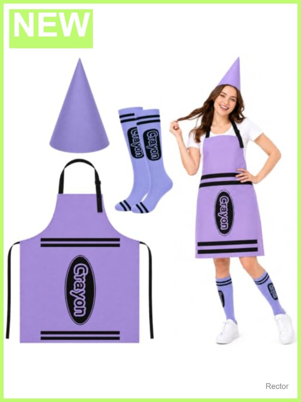 Crayon Costume Set Apron Hat Socks Halloween Adult Unisex